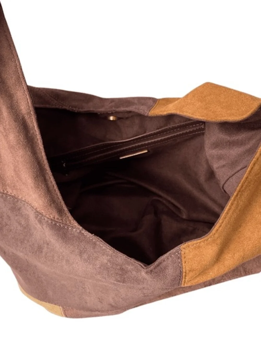 Steve Madden Two-Tone Brown and Tan Suede Patchwork Hobo